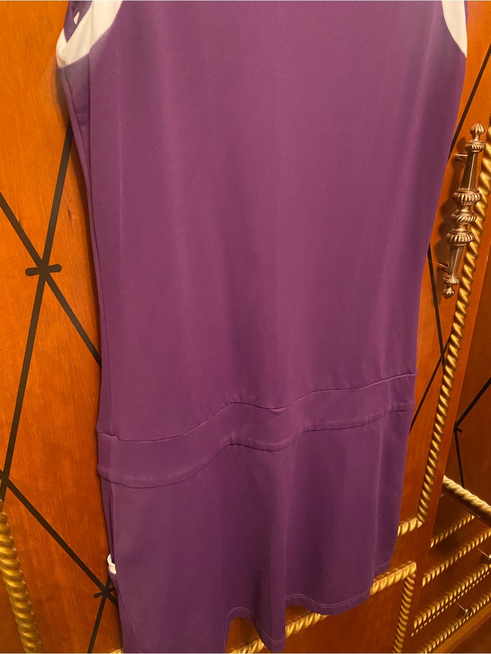 Vintage 80's Lacoste Purple Tennis Dress with White Trim and Front Zip - Picture 8 of 8
